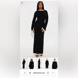 New with Tags Fashion Nova Womens Large Black and White Maxi Sweater Dress
